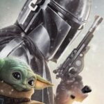 A fictional character in armor holding a weapon next to a small green creature in a snowy landscape.